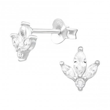 Pflanzenblatt - Ohrstecker aus 925er Sterlingsilber mit Zirkon A4S43561