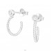 3/4 Hoop with zirconia stud - 925 Sterling Silver Ear Studs With Zirconia Stones A4S43563