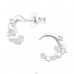 Moon & Star Zirconia with pearls - 925 Sterling Silver Ear Studs With Zirconia Stones A4S43734