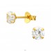 Golden 5mm Round - 925 Sterling Silver Ear Studs With Zirconia Stones A4S43805