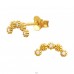 Golden Flowers - 925 Sterling Silver Ear Studs With Zirconia Stones A4S44019