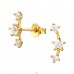 Golden stars aligned - 925 Sterling Silver Ear Studs With Zirconia Stones A4S44020