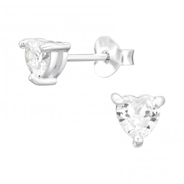 Hearts - 925 Sterling Silver Ear Studs with Zirconia stones A4S44917