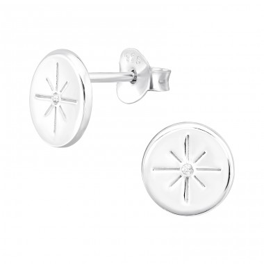 Round - 925 Sterling Silver Ear Studs with Zirconia stones A4S45043