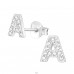  "A" Letter for name  - 925 Sterling Silver Ear Studs With Zirconia Stones A4S45059