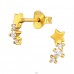 Golden Shooting Star - 925 Sterling Silver Ear Studs With Zirconia Stones A4S45119