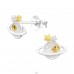 Saturn planet in silver & gold - 925 Sterling Silver Ear Studs With Zirconia Stones A4S45189