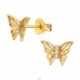 Golden Butterfly - 925 Sterling Silver Ear Studs With Zirconia Stones A4S45333
