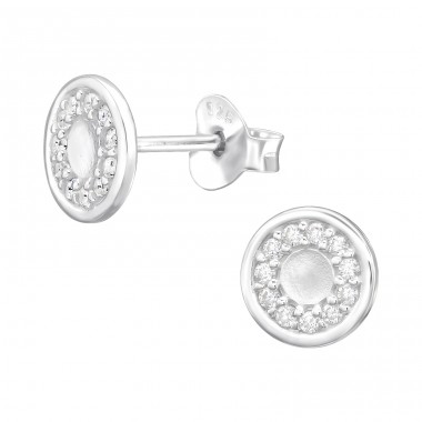 Round zirconia - 925 Sterling Silver Ear Studs With Zirconia Stones A4S45571