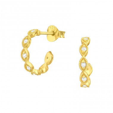 Semicerc auriu cu zirconiu - Argint 925 Cercei Cu Zirconiu Și Șurub A4S45784