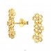 Golden Flowers with Zirconia - 925 Sterling Silver Ear Studs With Zirconia Stones A4S46918