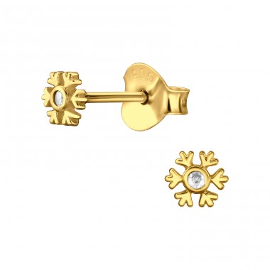 Fulg de nea auriu cu zirconiu - Argint 925 Cercei Cu Zirconiu Și Șurub A4S47842