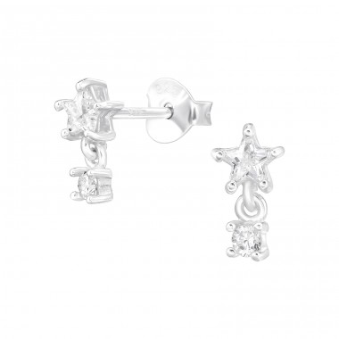 Stern mit baumelndem Zirkonia - 925Er Silber Ohrstecker Mit Zirkonia Steinen A4S48400