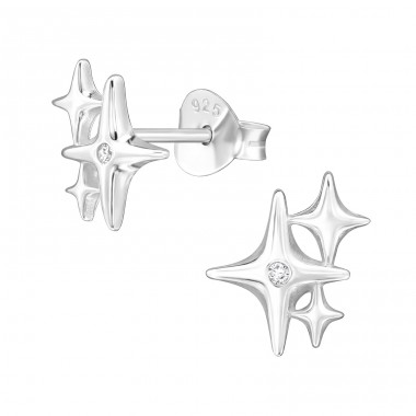 Starburst  mit Zirkonia - 925Er Silber Ohrstecker Mit Zirkonia Steinen A4S48427