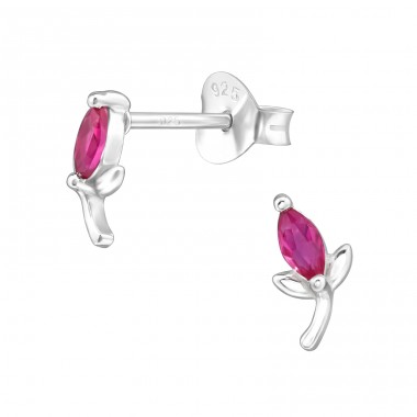 Tulpe mit Zirkonia - 925Er Silber Ohrstecker Mit Zirkonia Steinen A4S48433