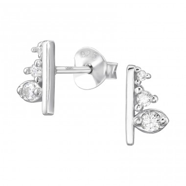 Geometrisch mit Zirkonia - 925Er Silber Ohrstecker Mit Zirkonia Steinen A4S48650