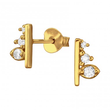 Goldener geometrischer Zirkonia - 925Er Silber Ohrstecker Mit Zirkonia Steinen A4S48651