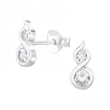 Acht mit kubischen Zirkonias - 925Er Silber Ohrstecker Mit Zirkonia Steinen A4S48652