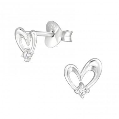 Herz mit Zirkonia - 925Er Silber Ohrstecker Mit Zirkonia Steinen A4S48708