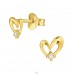 Goldenes Herz mit Zirkonia - 925Er Silber Ohrstecker Mit Zirkonia Steinen A4S48709