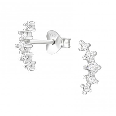 Bogen mit Zirkonia - 925Er Silber Ohrstecker Mit Zirkonia Steinen A4S48710