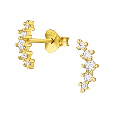 Golden Bogen mit Zirkonia - 925Er Silber Ohrstecker Mit Zirkonia Steinen A4S48711