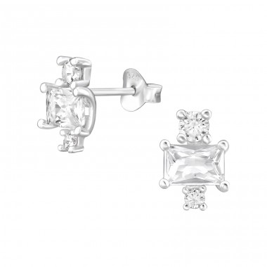 Geometric cu Zirconiu - Argint 925 Cercei Cu Zirconiu Și Șurub A4S48921