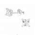 4mm Quadrat - 925er Silber Ohrstecker mit Zirkonia Steinen A4S49165