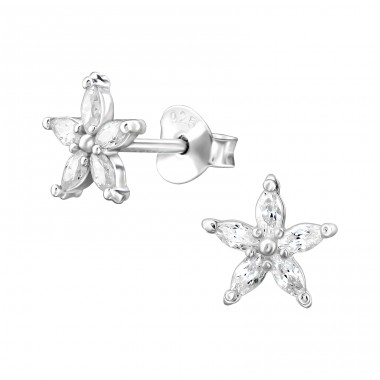Blume mit Zirkonia - 925Er Silber Ohrstecker Mit Zirkonia Steinen A4S49171