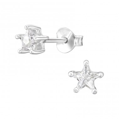 4mm Stern - 925er Silber Ohrstecker mit Zirkonia Steinen A4S49172