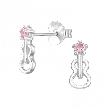 Gitarre mit Zirkonia - 925Er Silber Ohrstecker Mit Zirkonia Steinen A4S49190