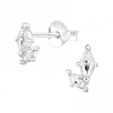 Marquise mit 2 Zirkonia - 925Er Silber Ohrstecker Mit Zirkonia Steinen A4S49194