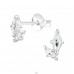 Marquise with 2 Zirconia - 925 Sterling Silver Ear Studs With Zirconia Stones A4S49194