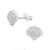 Shell with Zirconia - 925 Sterling Silver Ear Studs With Zirconia Stones A4S49206