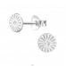 Patterned Disc with Zirconia - 925 Sterling Silver Ear Studs With Zirconia Stones A4S49287
