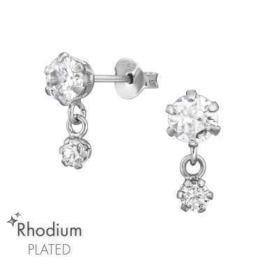 Rund mit Zirkonia - 925Er Silber Ohrstecker Mit Zirkonia Steinen A4S49383