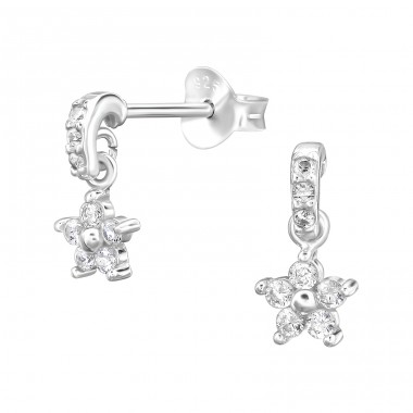 Baumelnde Blume mit Zirkonia - 925Er Silber Ohrstecker Mit Zirkonia Steinen A4S49518