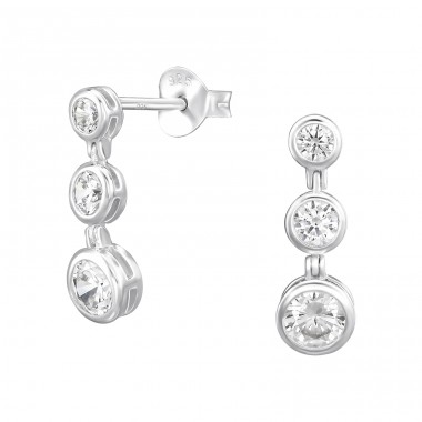 Rund mit Zirkonia - 925Er Silber Ohrstecker Mit Zirkonia Steinen A4S49542