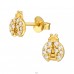 Golden Ladybug with Zirconia - 925 Sterling Silver Ear Studs With Zirconia Stones A4S49559
