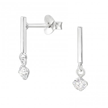 Dangling earrings with Zirconia - 925 Sterling Silver Ear Studs With Zirconia Stones A4S49725
