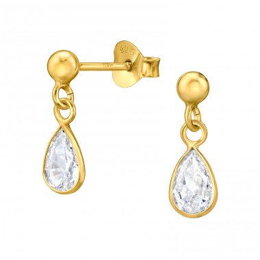 Goldene Birne mit Zirkonia - 925Er Silber Ohrstecker Mit Zirkonia Steinen A4S49727