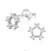 6 mm Hexagon with Zirconia - 925 Sterling Silver Ear Studs With Zirconia Stones A4S49903