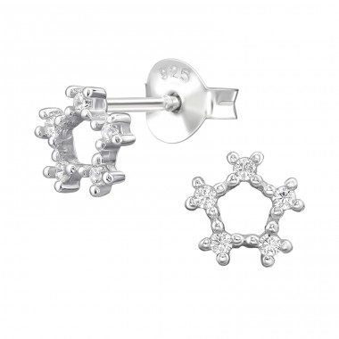 Pentagon cu Zirconiu - Argint 925 Cercei Cu Zirconiu Și Șurub A4S49903