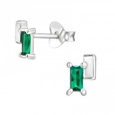 6 mm Rechtecke mit Zirkonia - 925Er Silber Ohrstecker Mit Zirkonia Steinen A4S49905