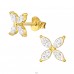 7 mm Floare placata cu aur cu zirconiu - Argint 925 Cercei Cu Zirconiu Și Șurub A4S49994