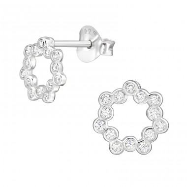 8 mm Kranz mit Zirkonia - 925Er Silber Ohrstecker Mit Zirkonia Steinen A4S49997