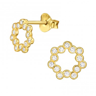 8 mm Goldener Kranz mit Zirkonia - 925Er Silber Ohrstecker Mit Zirkonia Steinen A4S49998