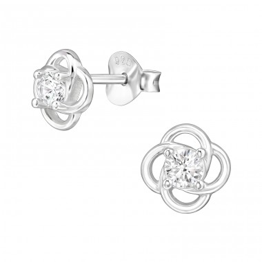 7 mm Blumenknoten mit Zirkonia - 925Er Silber Ohrstecker Mit Zirkonia Steinen A4S49999