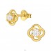 7 mm Golden Floral Knot with Zirconia - 925 Sterling Silver Ear Studs With Zirconia Stones A4S50000