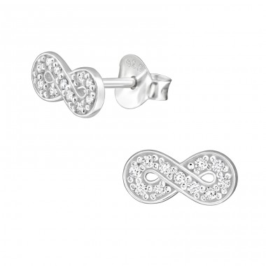 9 mm Eternity Symbol mit Zirkonia - 925Er Silber Ohrstecker Mit Zirkonia Steinen A4S50001